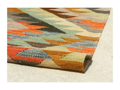 Tappeto Kilim Kaudani Afghan fatto a mano multicolore 300x200cm