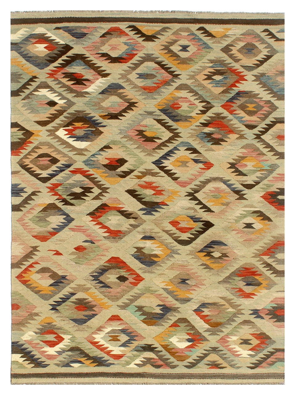 Tappeto Kilim Kaudani Afghan fatto a mano multicolore 300x205cm