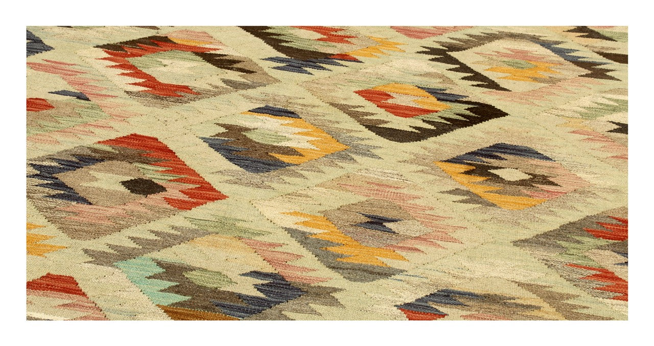 Tappeto Kilim Kaudani Afghan fatto a mano multicolore 300x205cm
