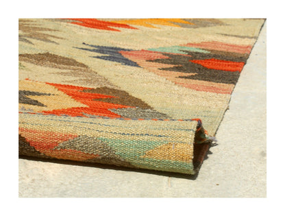 Tappeto Kilim Kaudani Afghan fatto a mano multicolore 300x205cm