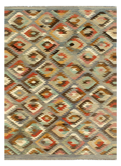 Tappeto Kilim Kaudani Afghan fatto a mano multicolore 303x200cm