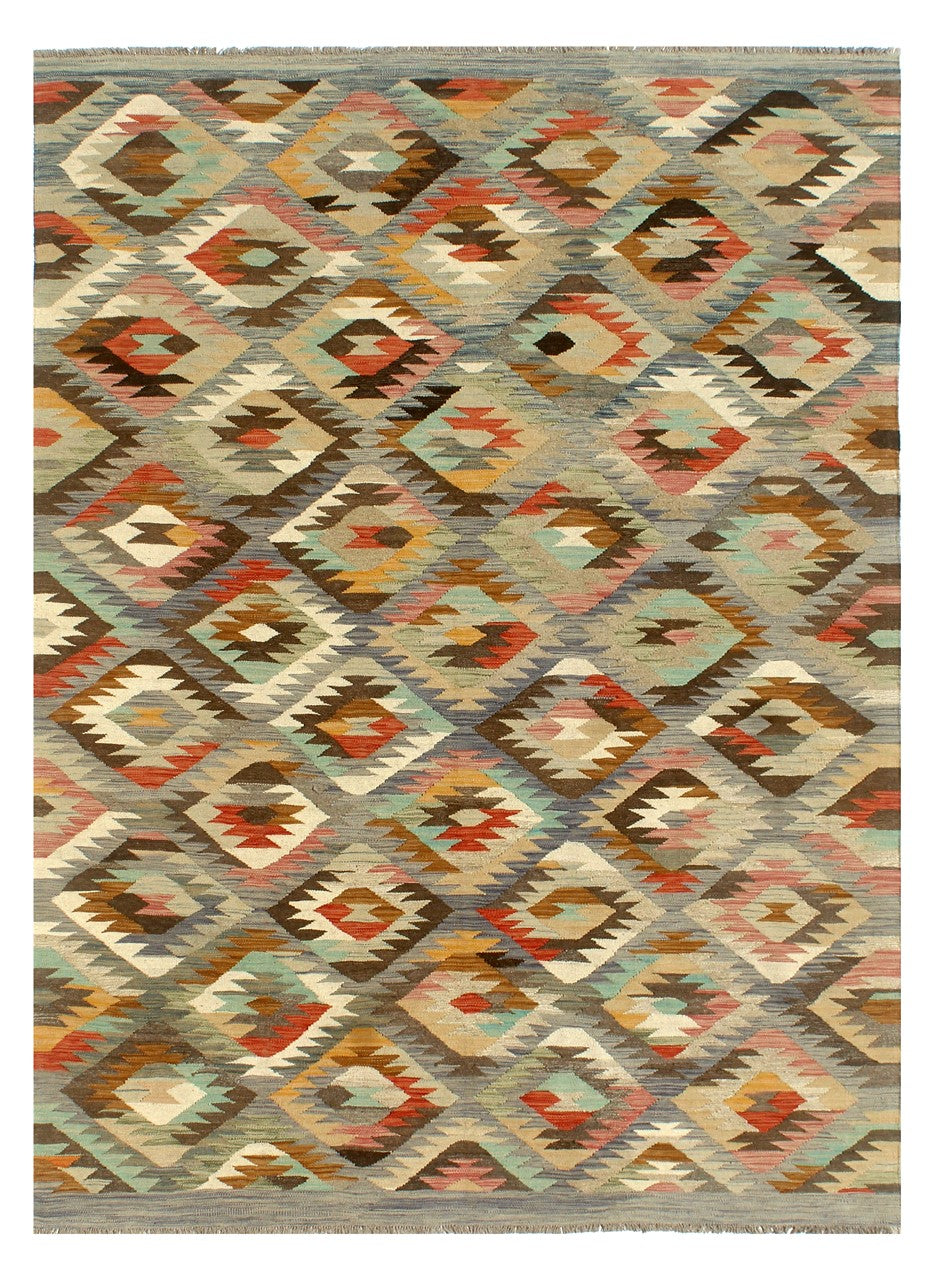 Tappeto Kilim Kaudani Afghan fatto a mano multicolore 303x200cm