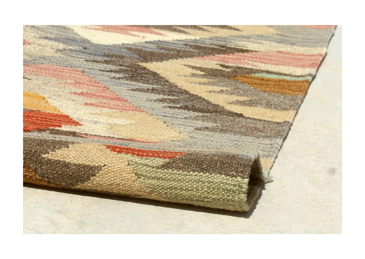 Tappeto Kilim Kaudani Afghan fatto a mano multicolore 303x200cm