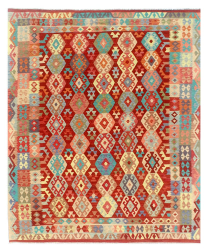 Tappeto Kilim Kaudani Afghan fatto a mano multicolore 340x251cm