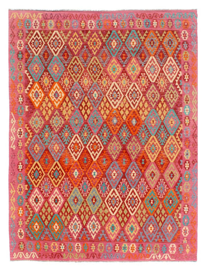 Tappeto Kilim Kaudani Afghan fatto a mano multicolore 340x251cm