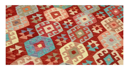 Tappeto Kilim Kaudani Afghan fatto a mano multicolore 340x251cm