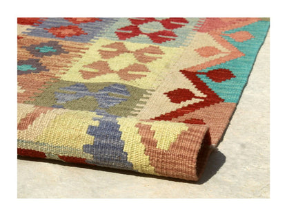 Tappeto Kilim Kaudani Afghan fatto a mano multicolore 340x251cm