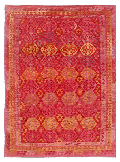 Tappeto Kilim Kaudani Afghan fatto a mano multicolore 357x252cm