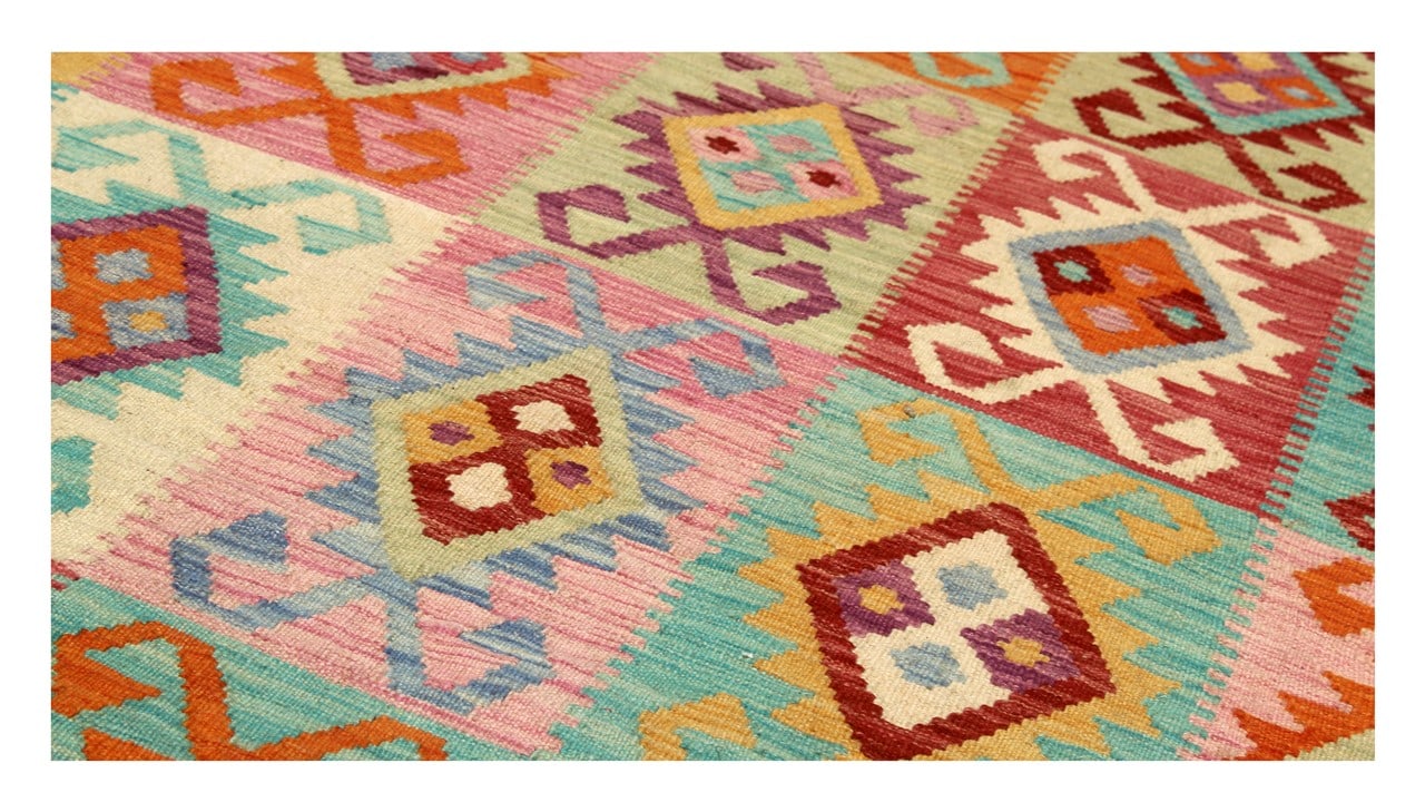 Tappeto Kilim Kaudani Afghan fatto a mano multicolore 345x252cm