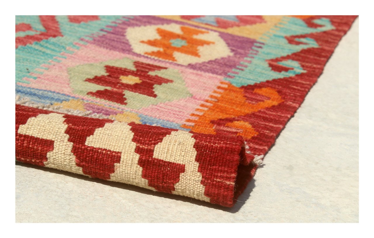 Tappeto Kilim Kaudani Afghan fatto a mano multicolore 345x252cm