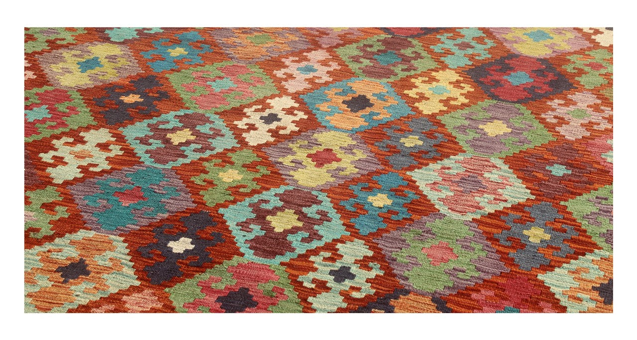 Tappeto Kilim Kaudani Afghan fatto a mano multicolore 388x305cm