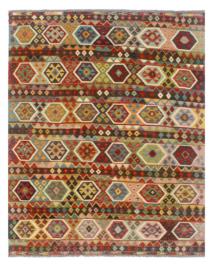 Tappeto Kilim Kaudani Afghan fatto a mano multicolore 298x249cm