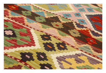 Tappeto Kilim Kaudani Afghan fatto a mano multicolore 298x249cm