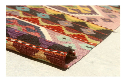 Tappeto Kilim Kaudani Afghan fatto a mano multicolore 298x249cm