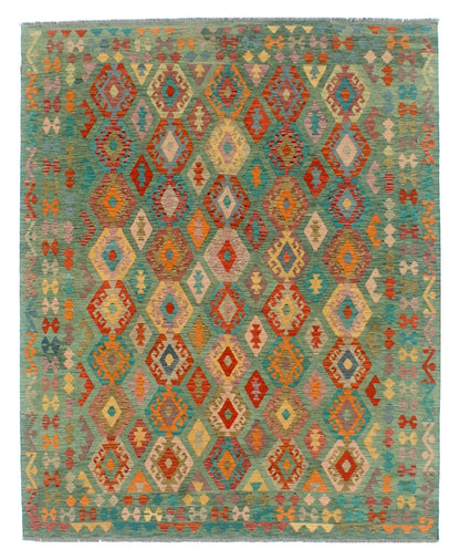 Tappeto Kilim Kaudani Afghan fatto a mano multicolore 298x252cm