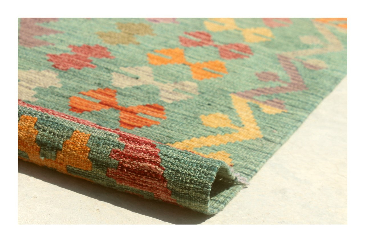 Tappeto Kilim Kaudani Afghan fatto a mano multicolore 298x252cm