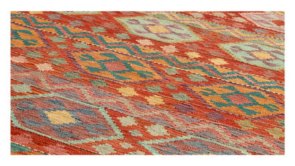 Tappeto Kilim Kaudani Afghan fatto a mano multicolore 346x254cm