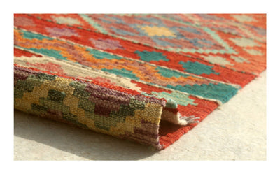 Tappeto Kilim Kaudani Afghan fatto a mano multicolore 346x254cm - CarpetLiving