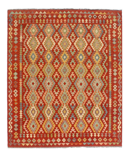 Tappeto Kilim Kaudani Afghan fatto a mano multicolore 297x254cm