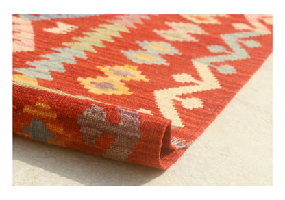 Tappeto Kilim Kaudani Afghan fatto a mano multicolore 297x254cm