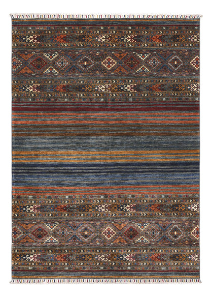 Tappeto Afghan grigio in lana, fatto a mano 231x171cm