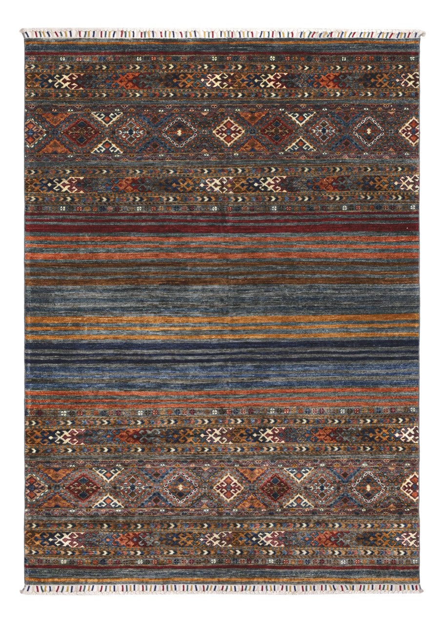 Tappeto Afghan grigio in lana, fatto a mano 231x171cm