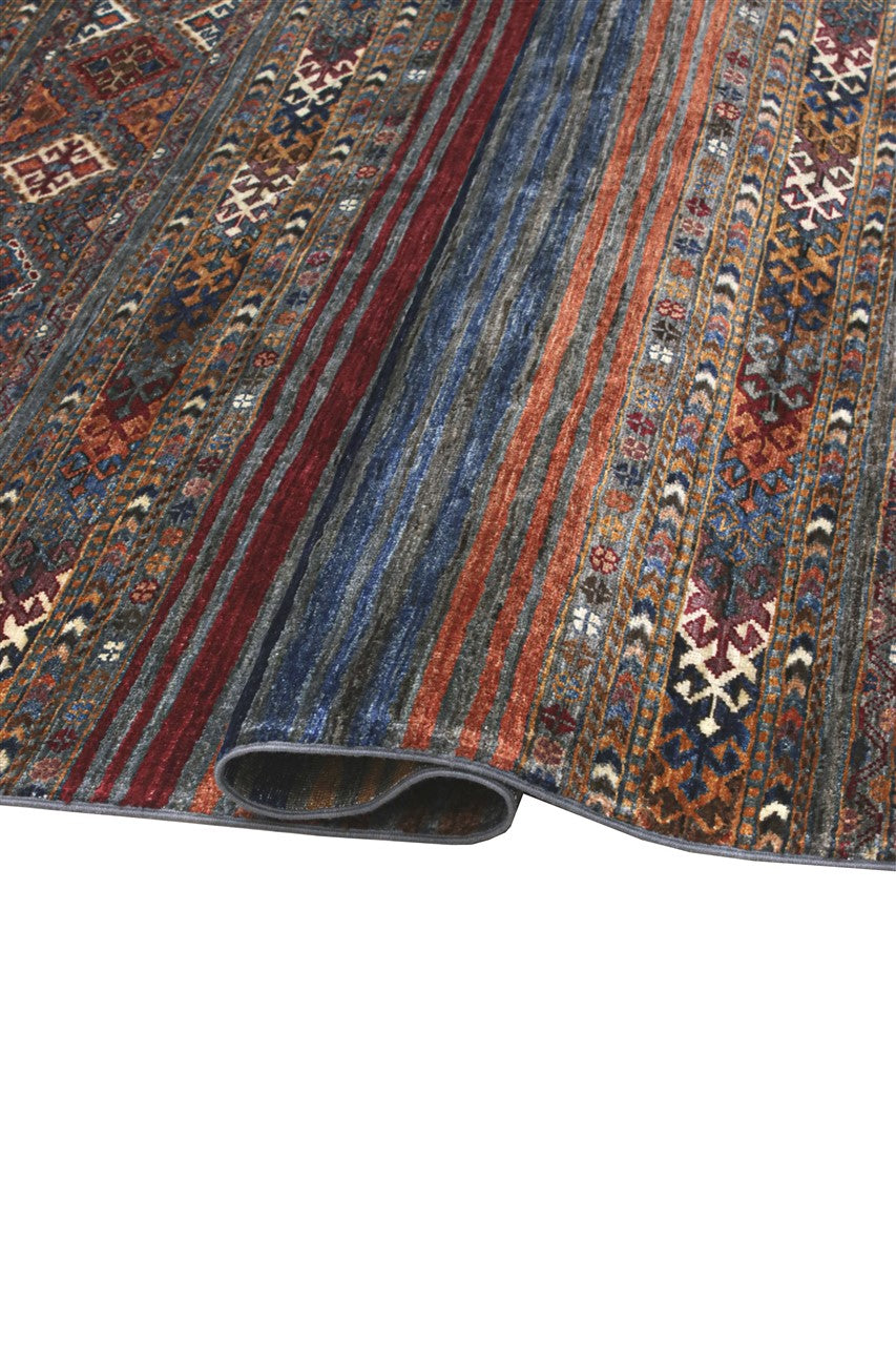 Tappeto Afghan grigio in lana, fatto a mano 231x171cm