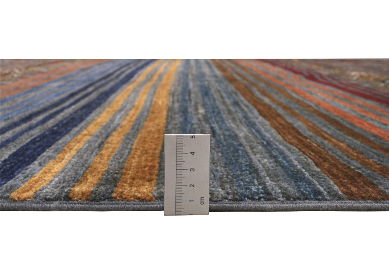 Tappeto Afghan grigio in lana, fatto a mano 231x171cm
