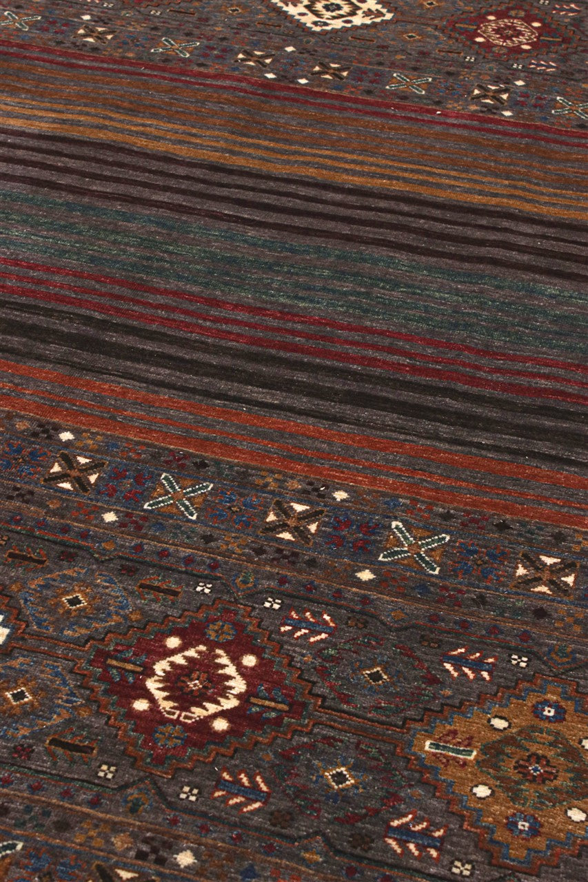 Tappeto Afghan marrone in lana, fatto a mano 242x174cm