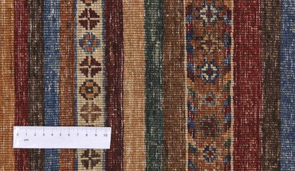 Afghan wool round carpet multi, handmade 147x144cm