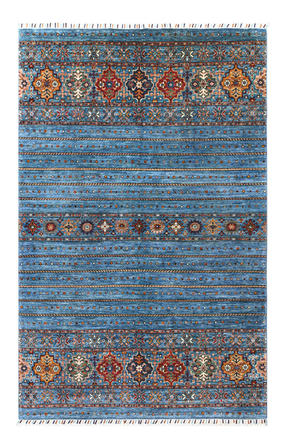 Tappeto Afghan blu in lana, fatto a mano 248x165cm - CarpetLiving