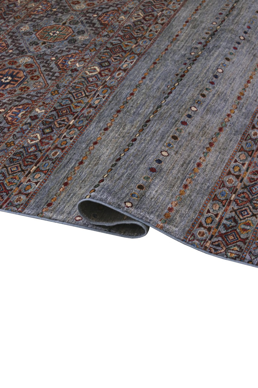 Tappeto Afghan grigio in lana, fatto a mano 240x177cm