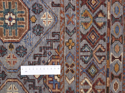 Tappeto Afghan grigio in lana, fatto a mano 240x177cm - CarpetLiving