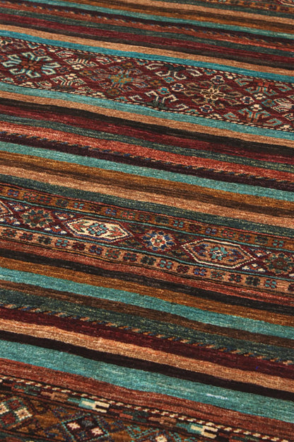 Tappeto passatoia Afghan multicolore in lana, fatto a mano 262x81cm