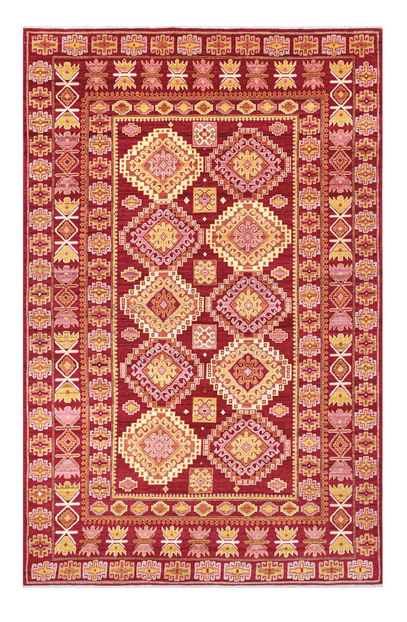 Classic Kazak carpet, Red, handmade, 305x197cm