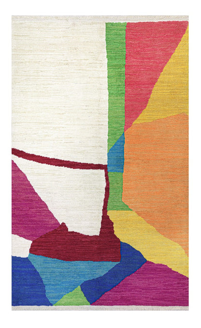 Modern design multi Berber style carpet, handmade 302x198cm
