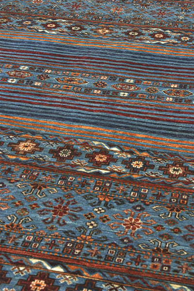 Tappeto Afghan blu in lana, fatto a mano 227x174cm - CarpetLiving
