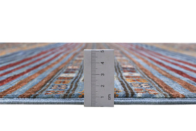 Tappeto Afghan blu in lana, fatto a mano 227x174cm - CarpetLiving