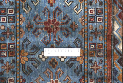 Tappeto Afghan blu in lana, fatto a mano 227x174cm - CarpetLiving