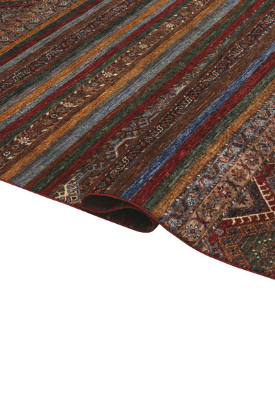 Tappeto Afghan multicolore in lana, fatto a mano 253x182cm - CarpetLiving