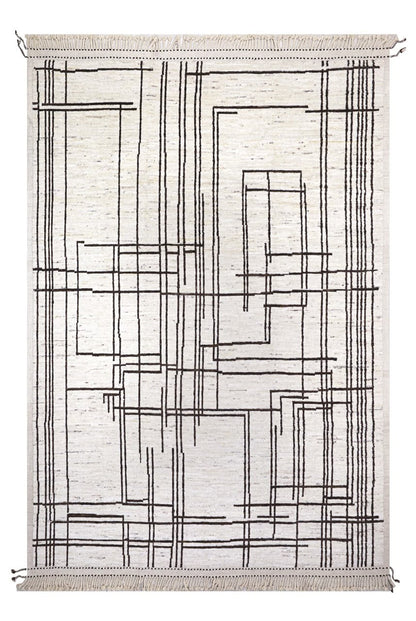 Modern design white Berber style carpet, handmade 381x288cm