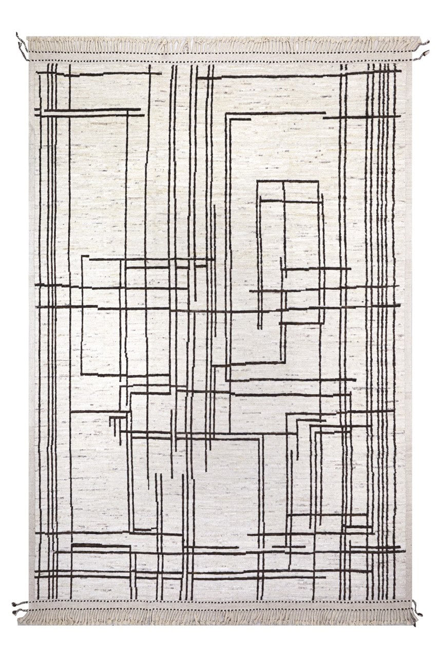 Modern design white Berber style carpet, handmade 381x288cm