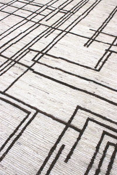 Tappeto design moderno bianco stile berbero, fatto a mano 381x288cm - CarpetLiving
