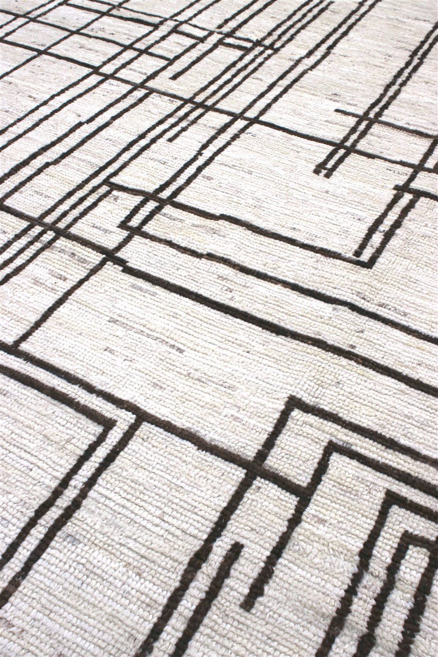 Modern design white Berber style carpet, handmade 381x288cm