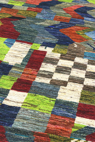 Taimany - Tappeto Tribale in Lana Multicolore - Fatto a Mano 203x147cm