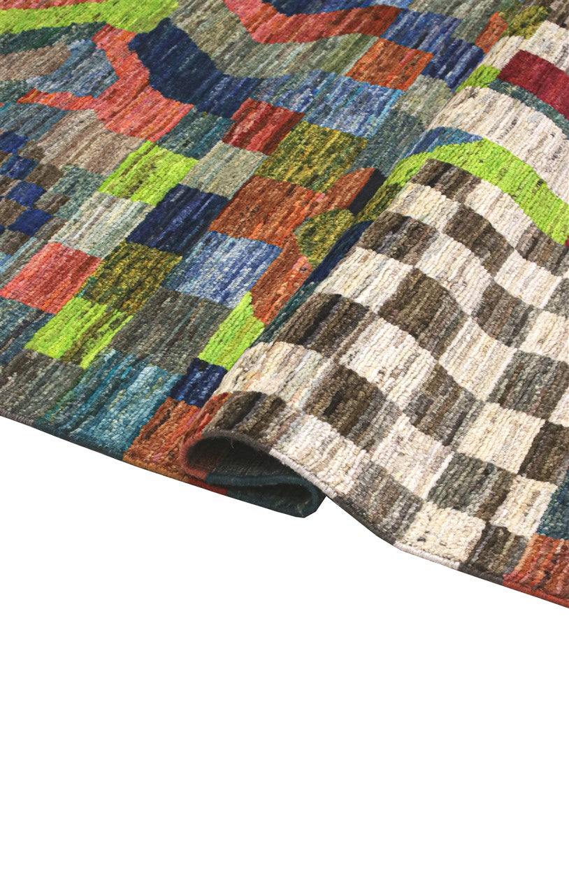 Taimany - Multicolor Tribal Wool Rug - Hand-Knotted 203x147cm