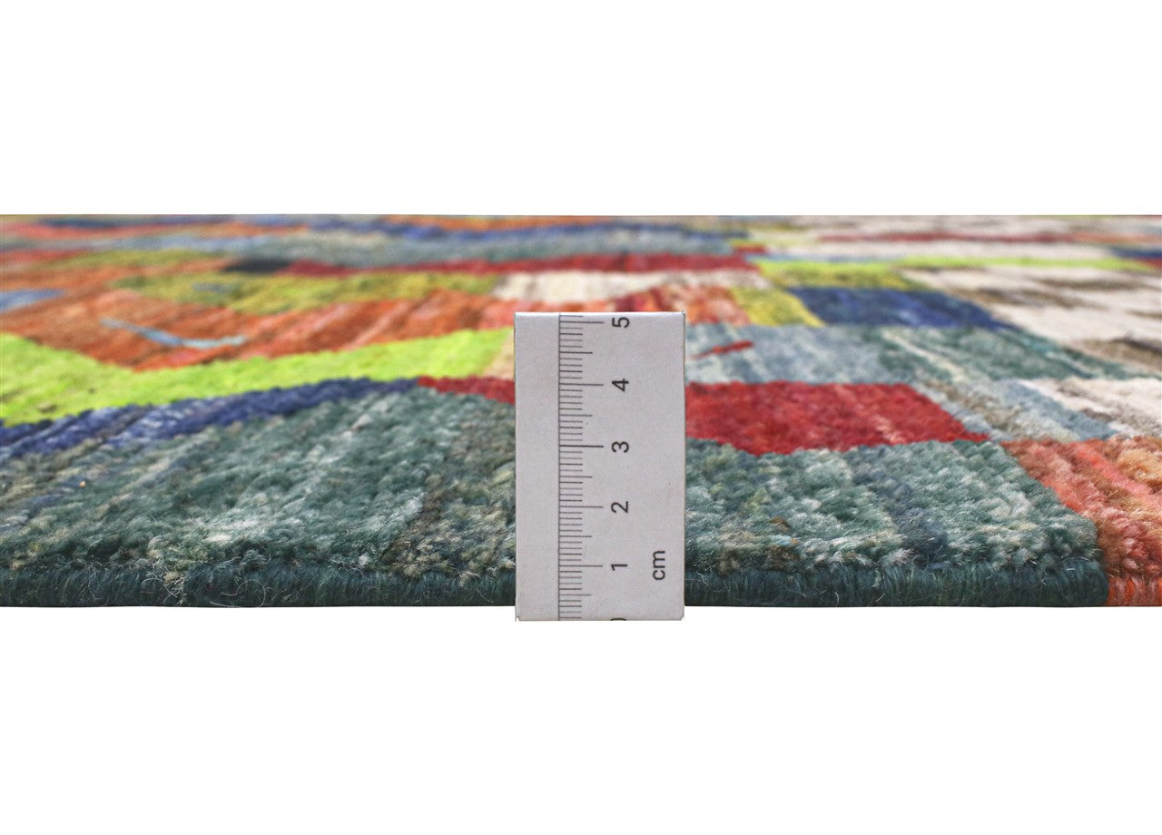 Taimany - Multicolor Tribal Wool Rug - Hand-Knotted 203x147cm