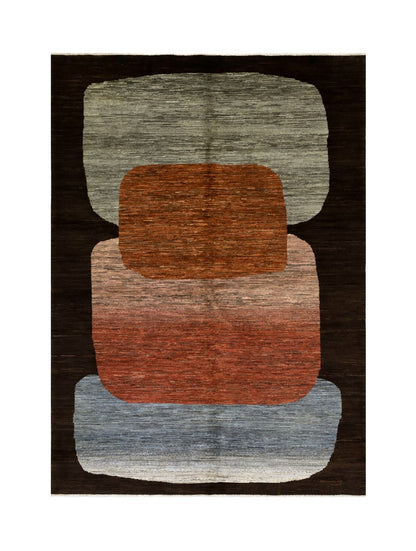 Modern design wool carpet, handmade, multi, 251x177cm