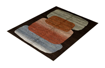 Modern design wool carpet, handmade, multi, 251x177cm