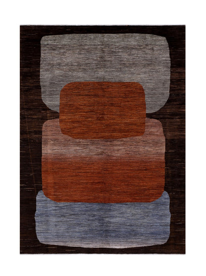 Modern design wool carpet, handmade, multi, 235x176cm
